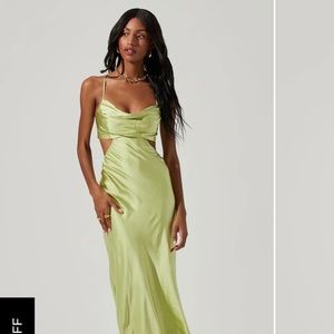 Astr Women's Lime Green Midi Dress